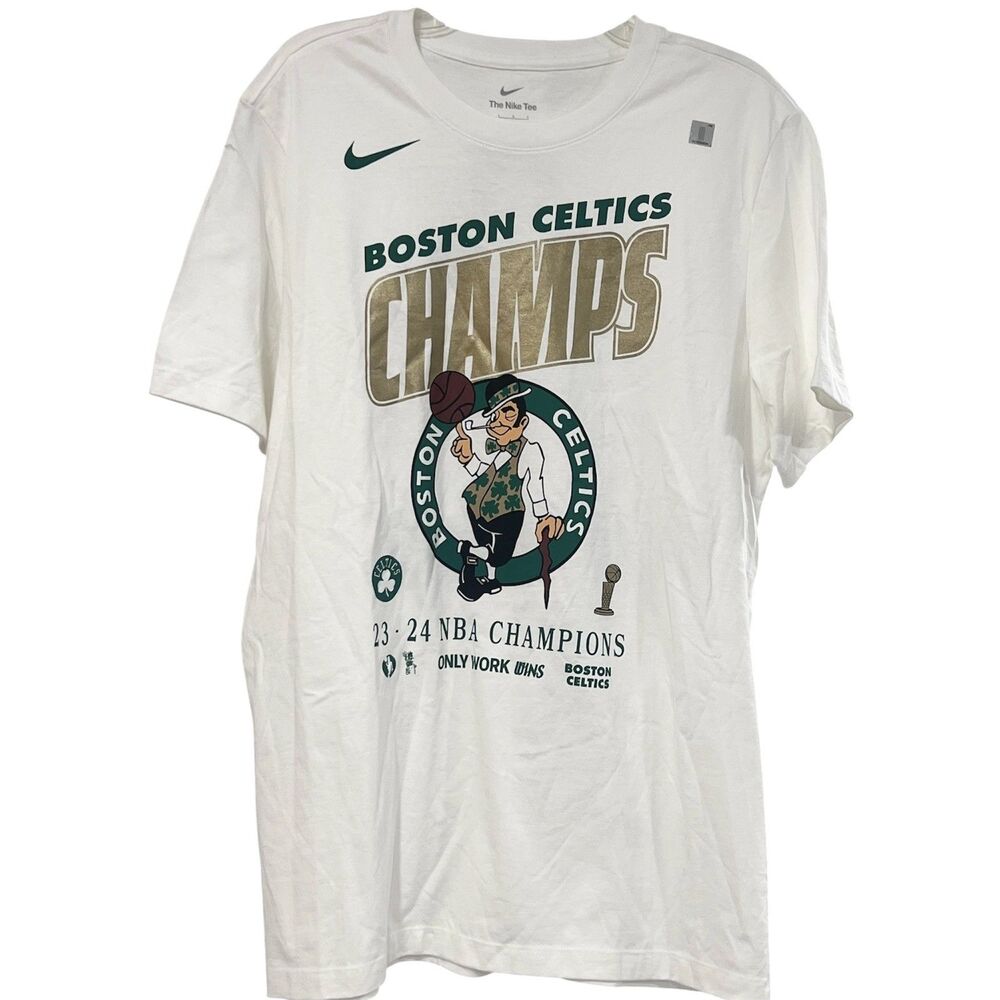 New Nike Boston Celtics TShirt Mens Sz Large NBA Basketball Champs 23-24 Finals